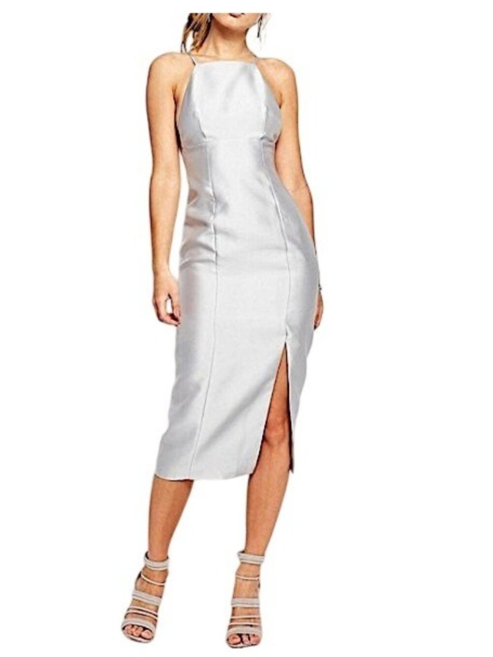 Keepsake Billboard Pencil Dress in silver size L